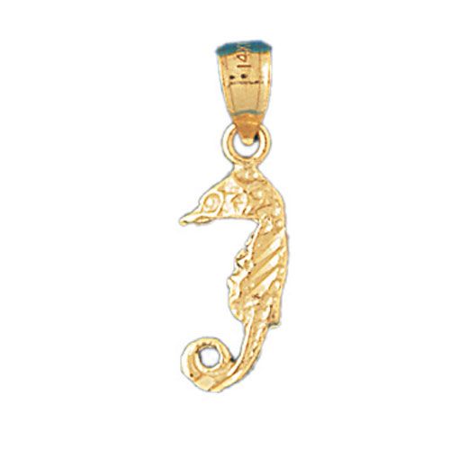 Seahorse 3 Dimensional Charm Pendant 14k Gold