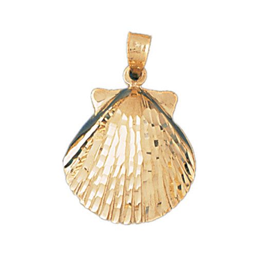 Seashell Charm Pendant 14k Gold