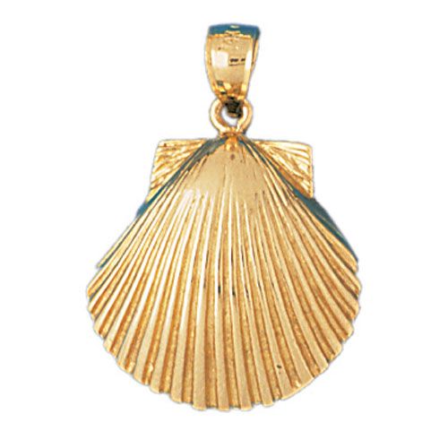 Seashell Charm Pendant 14k Gold