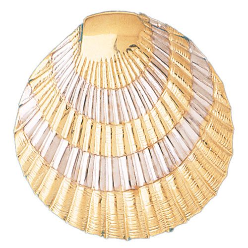 Seashell Charm Pendant 14k Two Tone Gold