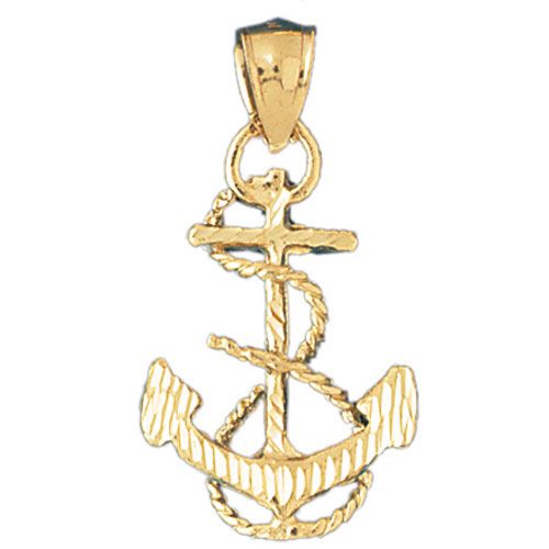 3D Ship Anchor Charm Pendant 14k Gold