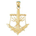 3D Ship Anchor Charm Pendant 14k Gold