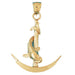3D Ship Anchor and Goldfish Charm Pendant 14k Gold