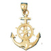 Ship Anchor and Wheel Charm Pendant 14k Gold