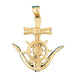 Ship Anchor and Wheel Charm Pendant 14k Gold