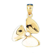 Ship Propeller Charm Pendant 14k Gold