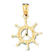 Ship Wheel Charm Pendant 14k Gold