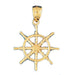 Ship Wheel Charm Pendant 14k Gold