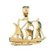 3D Sailboat Charm Pendant 14k Gold