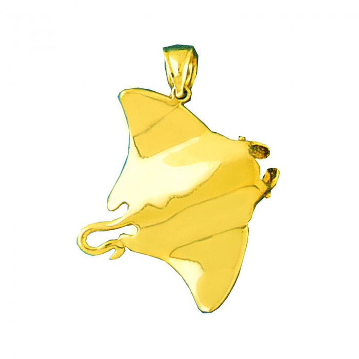 3D Stingray Fish Charm Pendant 14k Gold