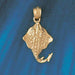 3D Stingray Fish Charm Pendant 14k Gold