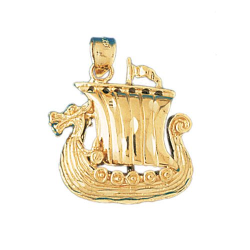 3D Sailboat Charm Pendant 14k Gold