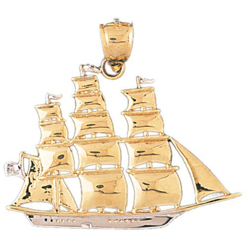Sailboat Charm Pendant 14k Two Tone Gold