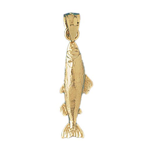Salmon Fish Charm Pendant 14k Gold