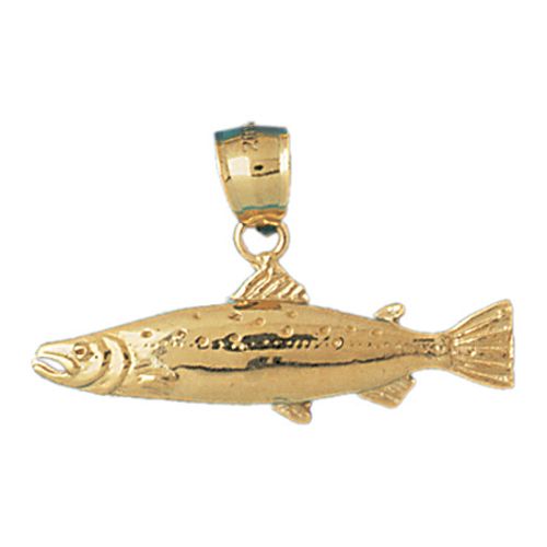 Salmon Fish Charm Pendant 14k Gold