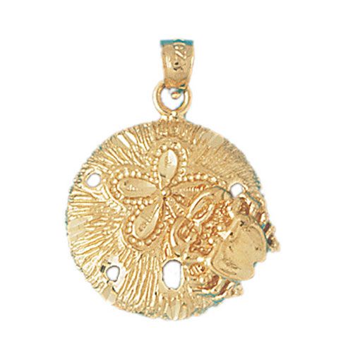 Sand Dollar Sea Urchins Charm Pendant 14k Gold