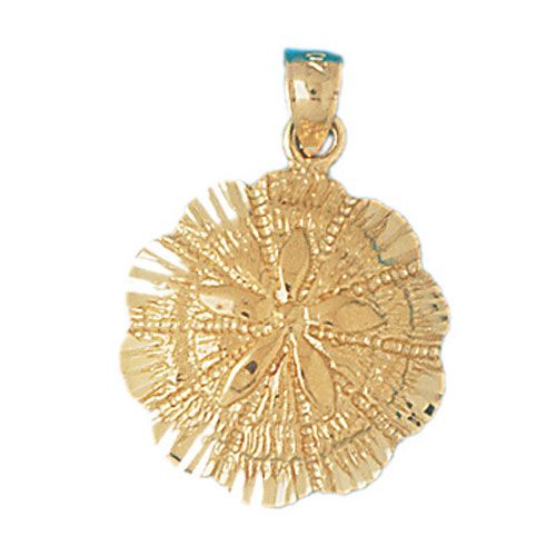 Sand Dollar Sea Urchins Charm Pendant 14k Gold