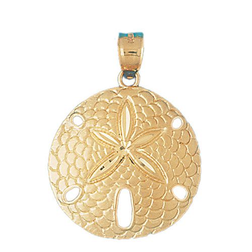 Sand Dollar Sea Urchins Charm Pendant 14k Gold