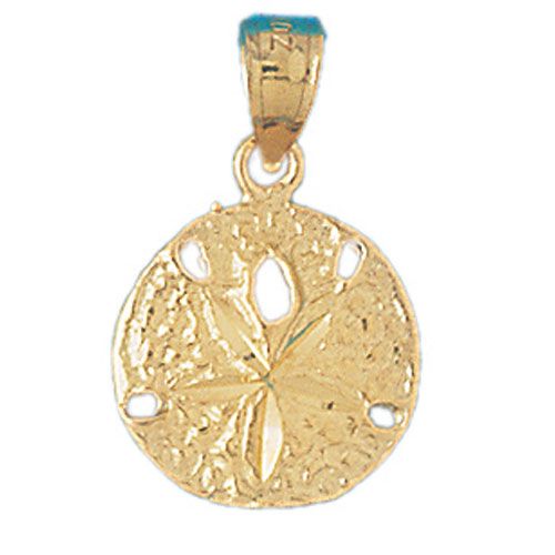 Sand Dollar Sea Urchins Charm Pendant 14k Gold