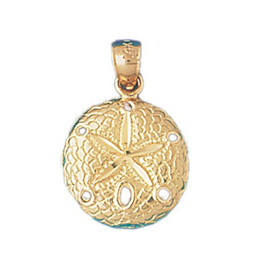 Sand Dollar Sea Urchins Charm Pendant 14k Gold