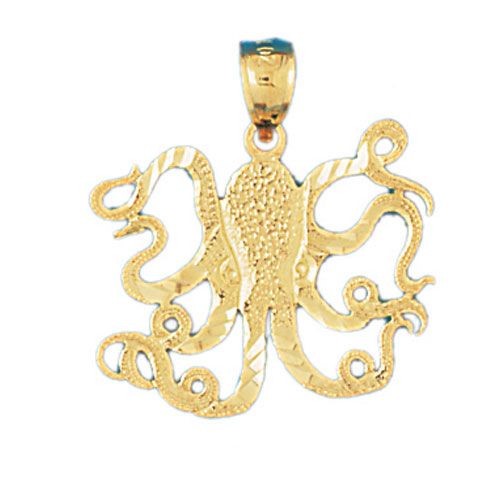 Octopus Charm Pendant 14k Gold