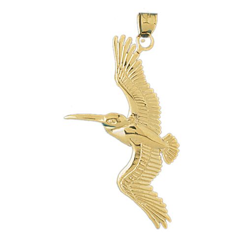Pelican Bird Charm Pendant 14k Gold