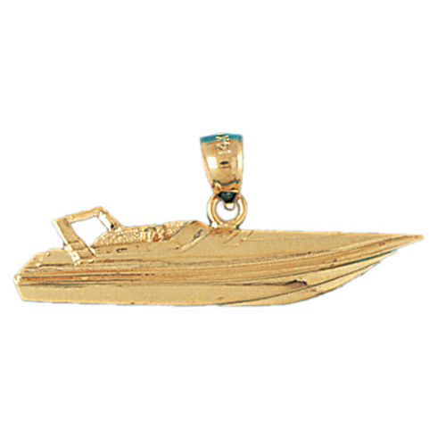 Racing Boat Charm Pendant 14k Gold