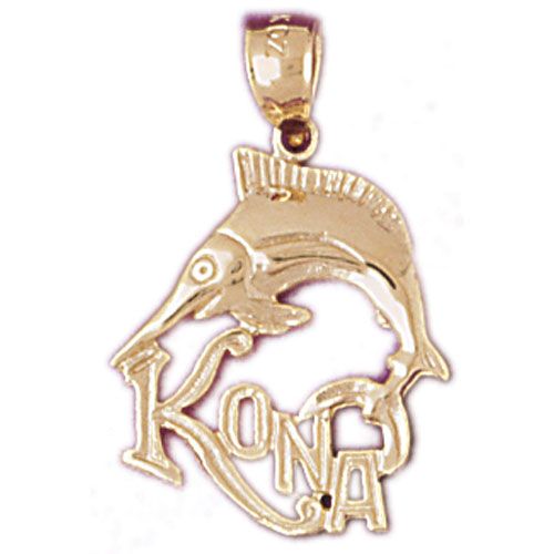 Kona Hawaii Sword Fish Charm Pendant 14k Gold