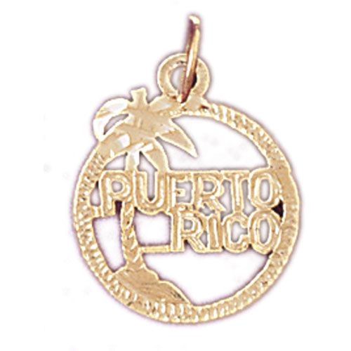 Puerto Rico Charm Pendant 14k Gold