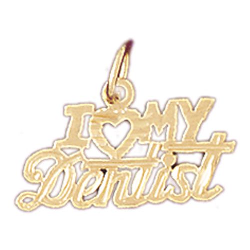 I Love My Dentist Charm Pendant 14k Gold