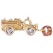 3D Firefighter Car Two Tone Charm Pendant 14k Gold
