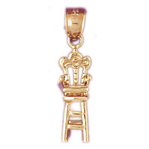 3D Baby Chair Charm Pendant 14k Gold