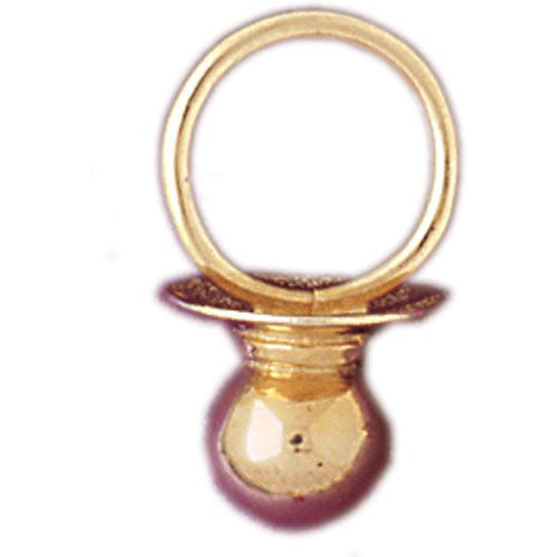 3 Dimensional Baby Pacifier Charm Pendant 14k Gold