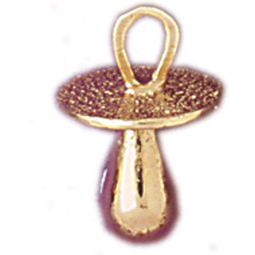 3 Dimensional Baby Pacifier Charm Pendant 14k Gold