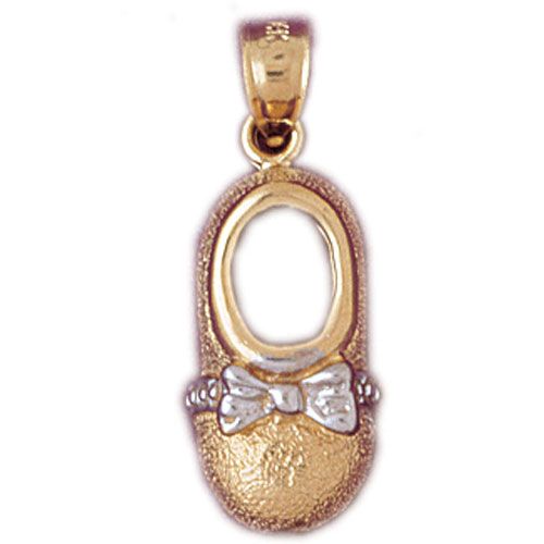 Baby Shoe Charm Pendant 14k Two Tone Gold