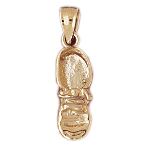 3D Baby Shoe Charm Pendant 14k Gold