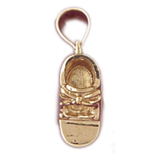 3D Baby Shoe Charm Pendant 14k Gold