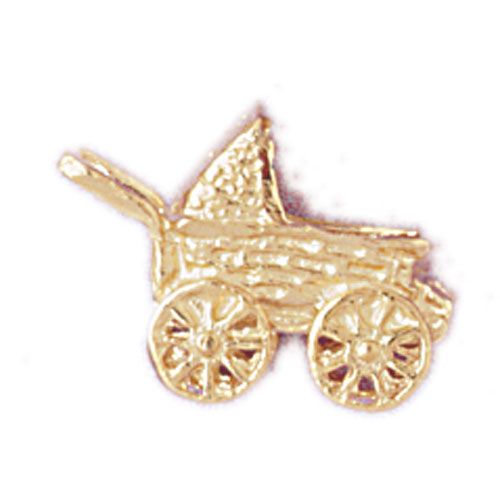 3D Baby Stroller Bassinet Charm Pendant 14k Gold