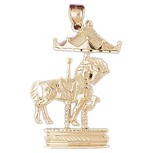 Carousel Horses Charm Pendant 14k Gold