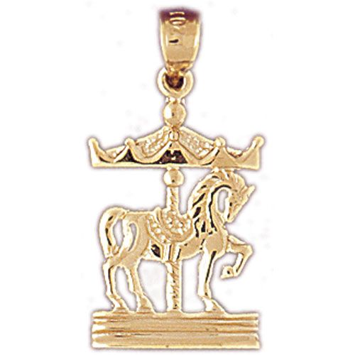 Carousel Horses Charm Pendant 14k Gold