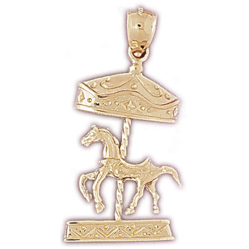 Carousel Horses Charm Pendant 14k Gold
