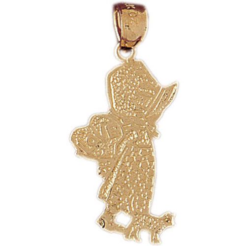 Girl With Dog Charm Pendant 14k Gold