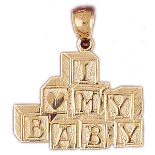 I Love My Baby Charm Pendant 14k Gold