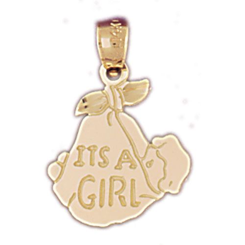 Its A Baby Girl Charm Pendant 14k Gold