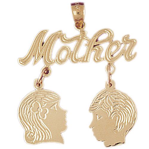 Mother Charm Pendant 14k Gold