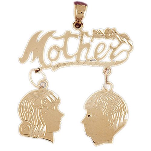 Mother Charm Pendant 14k Gold