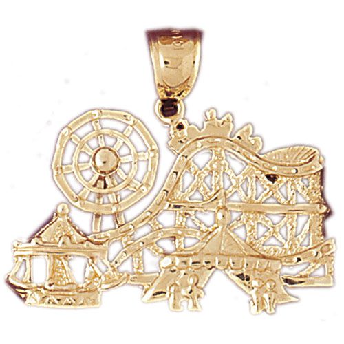 Roller Coaster Charm Pendant 14k Gold