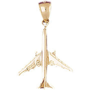 3D Airplane Jet Charm Pendant 14k Gold