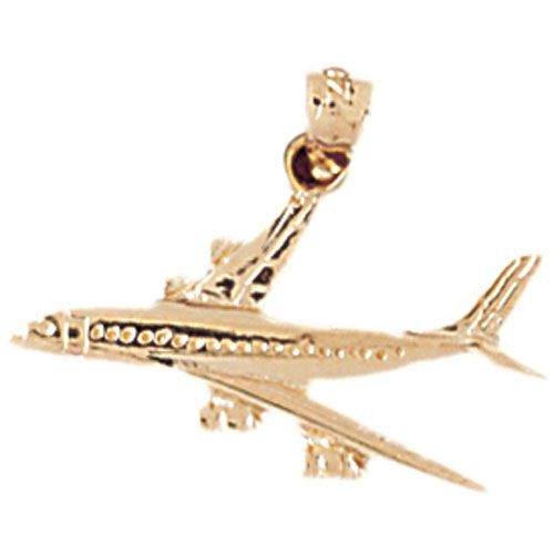 Airplane Jet Charm Pendant 14k Gold