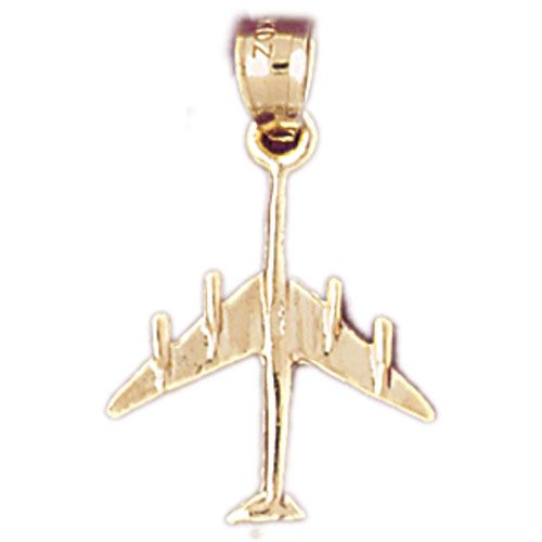 Airplane Jet Charm Pendant 14k Gold